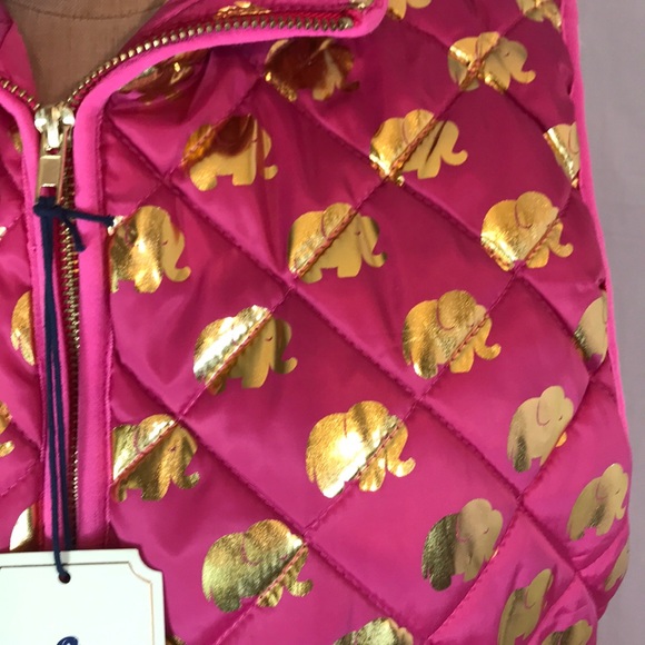 NWT Simply Southern Pink & Gold Elephant Puff Vest - Picture 4 of 9